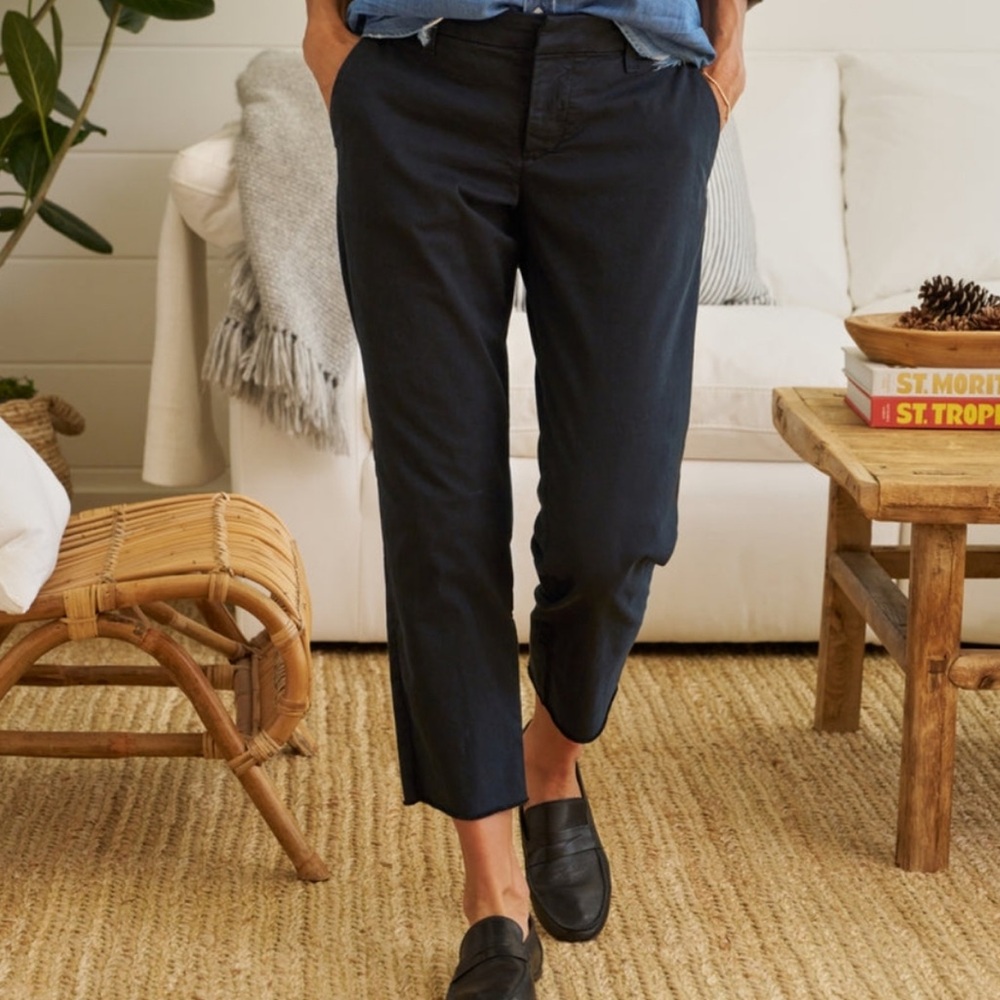 Frank & Eileen Black Wicklow Italian Chino Crop Cotton Pant Black Size 4
